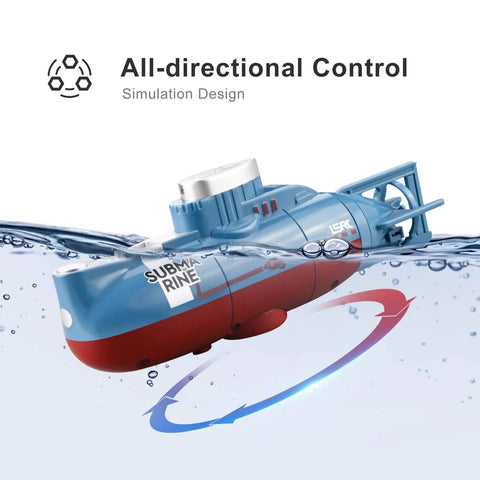 Cool Mini RC Submarine Remote Control Boat Waterproof Diving Toy With 3 Motors For Up Down Forward Back 360 Spin Realistic Dive Action