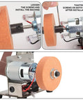 Top Shelf 3 Inch Bench Grinding Wheel And Polishing Disc for Knife Sharpener installation steps on a machine.