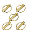 Self Locking Steel Dowel Pin Kit With 5x40mm 6x45mm 8x50mm And 10x45mm Pins, Zinc Plated Metallic Finish, Perfect For Boat Trailers And Tractors, Rust Resistant Spring Lock Pins For Quick And Solid Fit. five zinc-plated steel pins on white