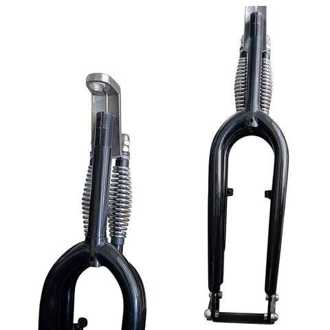 26 Inch Double Springer Suspension Fork For Cruiser And Chopper Bikes, 1 Inch Threaded Steerer, Dual Spring Classical Fork with disc brake
