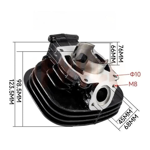 Heavy Duty 66 Mm Bore Cylinder Head Gasket And Crank Seal Kit Built For Yamaha Blaster ATV dimensions and design features.
