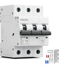 63 Amp 3 Pole DIN Rail Mounted Miniature Circuit Breaker For 120/240V Systems With Thermal Magnetic AC Disconnect Switch