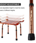No Slip Teak Shower Bench With Adjustable Height For Indoor Shower Bath And Sauna, Elderly And Disabled Friendly, height adjustment