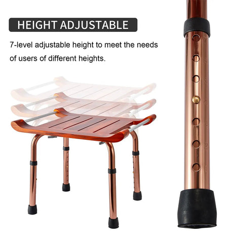 No Slip Teak Shower Bench With Adjustable Height For Indoor Shower Bath And Sauna, Elderly And Disabled Friendly, height adjustment