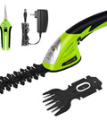 Cordless Grass Shear And Hedge Trimmer 2 In 1 Handheld Yard Tool With Pruning Scissors, 7.2V Rechargeable Lithium Ion Battery And Charger Included