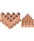 Plasma Cutter Consumables Kit With 1.2mm Electrodes And Nozzle Tips For Plasma Torch Welding Equipment Includes 10 Electrodes And 10 Tips Pro Grade For Heavy Duty Metal Cutting Compatible With 52556 And 51246 - Copper electrodes and tips displayed on white background