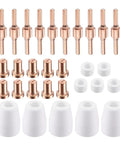 Upgraded Plasma Cutter Tip And Electrode Kit For Cut-40 Lgk-40 Pt-31, includes red copper nozzles and white shield cups.