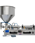 Boss Level Pneumatic Paste Filling Machine Effortlessly Switching Between Button Manual And Steady Auto Cycle, Heavy Duty Stainless Body With Leak Proof Nozzle For Thick Lubes Shampoos And Rich Creams, showcasing stainless steel hopper and pneumatic components.