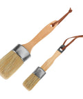 Two Piece Wood Handle Paint Brush Set With Dense Synthetic Bristles For Smooth Even Coverage Oval Stain And Deck Brush