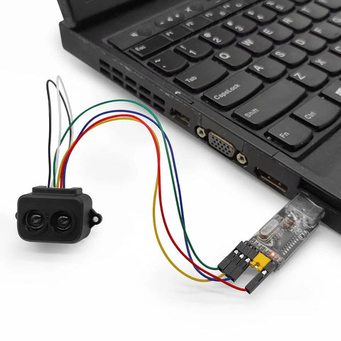 TF Luna LiDAR Sensor For Drones And Robots Short Range 0.1 To 8 Meters Single Point Ranging TOF Module With UART And I2C connected to laptop