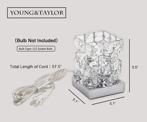 Handmade 48 Crystal Modern Silver Chrome Table Lamp For Nightstand And Bedroom Sparkling Diamond Glow Accent Light with cord