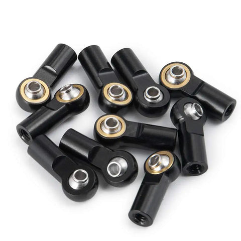 10 Pcs Metal Link Rod End M4 Ball Joint Heads For RC Crawler Cars, 3mm Ball Hole, 22mm Total Length, 4mm Thread Hole, Heavy Duty One Tenth Scale Upgrade, Black Finish, Fits All One Tenth RC Cars, Trucks, Buggies And Crawlers, black metal RC rod ends