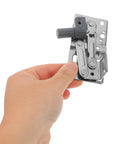 Hand holding Soft Close 45 Degree Cabinet Hinges With Spring Buffer For Kitchen Sink Cabinets And Bookcases, Concealed Load Bearing Hardware.