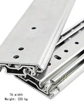 Heavy Duty Ball Bearing Drawer Slides Full Extension Three Section Track Five Hundred Lb Capacity Industrial thickened metal runners.