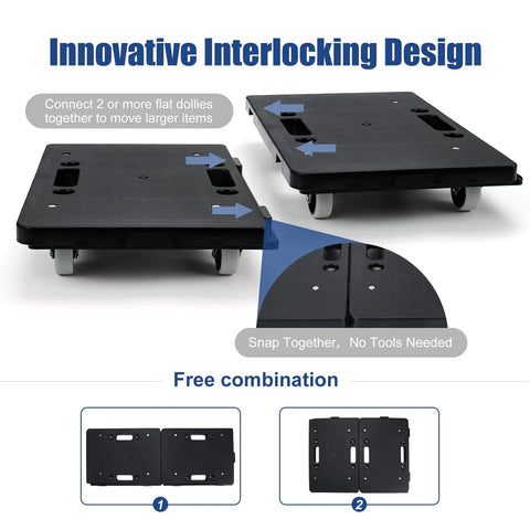 Heavy Duty Furniture Moving Dolly With Wheels For Easy Haul No Tools Needed, showing interlocking design feature