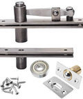 TamBee heavy-duty hidden door hinge set in stainless steel with pivot hinge, ball catch and strike plate, screws