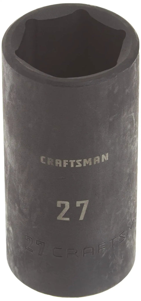 Deep Impact Socket 27mm Metric, Half Inch Drive, Heavy Duty 6 Point For Maximum Torque, Corrosion Resistant Black Oxide Finish