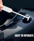 Universal Cigarette Lighter Socket Replacement With Removal Tool fits most cars, shown in car console with easy removal tool.