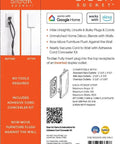 Product packaging for Universal Outlet Concealer With Wi-Fi Smart Power Strip For Inverted Outlets, highlighting features and compatibility.