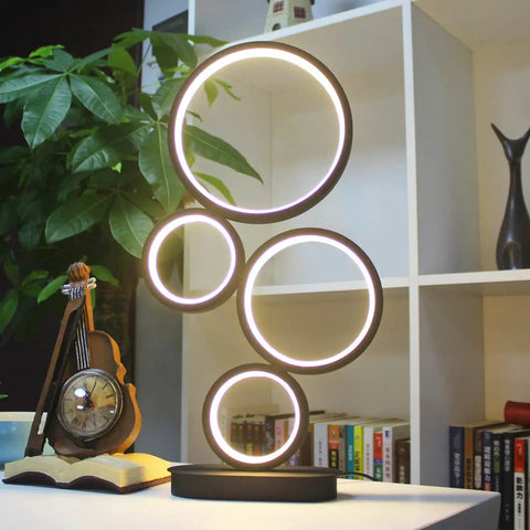 Go To LED Table Lamp For Nightstand And Desk With Dimmable 18W LED And Three Color Temperature Options Modern Circle Design Ideal Bedside Reading Light For Bedroom Living Room Office And Study White Finish