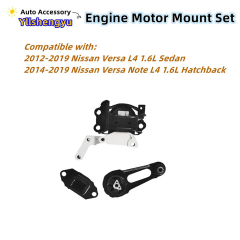 Beefed Up Engine Mount Kit 3 Piece For Nissan Versa 2012 To 2019 Sedan And Versa Note 2014 To 2019 Hatchback 1.6L L4, 3 mounts