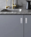 Concealed Cabinet Pulls Two Pack 96mm Center Distance Silver Aluminum Recessed Handles on gray kitchen cabinet doors