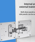 Door Hinge Repair Plate for Kitchen Cabinets and Furniture Stainless Steel Fix Kit featuring mounted hinge on panel