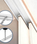 Close-up of 4-Piece Plastic Sliding Door Track Set For 1/4 Inch Panels, 2.3 Ft Long, White Upper Rails with panel installation