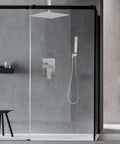 12 Inch Ceiling Mount Brushed Nickel Shower System Luxury Rain Shower Head High Pressure Mixer Valve Kit With Rough In Body And Trim