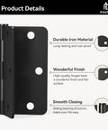 Matte Black Interior Door Hinges 3.5 Inch With Quarter Inch Radius Corners, 30 Pack Includes 210 Screws, Heavy Duty Solid Iron