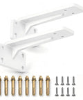 Shelf Bracket Beefy Heavy Duty L Bracket White 39cm With Screws for Kitchen Bathroom and Garage Shelves, Cold Rolled Steel, Anti Rust