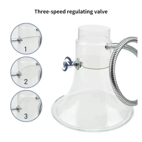 Close-up of Rugged Soldering Smoke Hood Exhaust System with flexible PVC hose and three-speed regulating valve for fume control.
