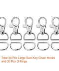 Legit Heavy Duty Swivel Snap Hooks And D Rings With 1 Inch Openings Perfect For Lanyard Crafting Sewing Repairs And Keychain Projects To Jump Start Your Custom DIY Builds Right Now - Six metal hooks and rings.