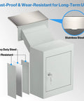 Built Tough Heavy Duty Through Wall Mailbox With Rainproof Cover Locking Drop Box And 10 Inch Adjustable Chute Weatherproof Drop Safe