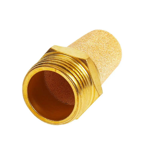 Rock Solid Sintered Bronze Pneumatic Mufflers 1/4 Inch Male Thread Air Exhaust Silencer Pack Of 3 close-up view of bronze muffler.