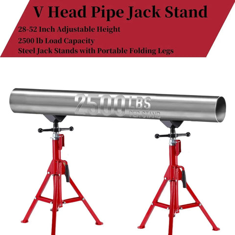 Built Like A Tank Carbon Steel Pipe Jack Stands Adjustable 28 To 52 Inches Heavy Duty Welding Supports Up To 2500 Pounds Perfect For Pipes Beams Truck Beds And Hydraulic Cylinders