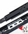 Two Pair 3-Section Full Extension Silent Drawer Slides, 10 Inch Side Mount Ball Bearing Slides made of cold rolled steel.