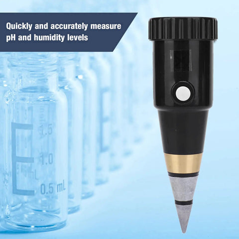 All In One Soil PH And Moisture Meter For Indoor Outdoor Gardens Easy Plant Water Sensor and Hygrometer Tester close-up with vials