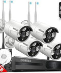 Wireless WiFi Outdoor Security Camera System with dual antenna cameras, IP67 waterproof, night vision, 2TB drive, remote