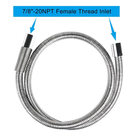 Pre Rinse Sprayer Hose Replacement Kit For Kitchen Sink Faucets, 60 Inch Flexible Stainless Steel Hose With Seven Eighths Inch 20 NPT Threads