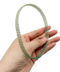 Built Damn Tough 1.5M 70 Tooth Steel Reinforced Mini Lathe Drive Belt in hand shows grip and flexibility for C2 C3 CJ0618 machines.