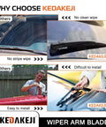 Comparison of Kedakeji Wiper Arm Blade installation versus others, showing ease of use and clean wipe performance.