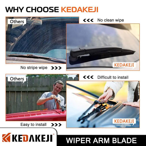 Comparison of Kedakeji Wiper Arm Blade installation versus others, showing ease of use and clean wipe performance.