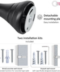 Beefy Heavy Duty Curtain Rod Brackets For Wall Mounts Extra Long 6 Inch Rod Holders For Heavy Curtains Fits Three Quarters To One Inch Rods 2 Pack Extended Wall Mount Brackets Black showing detachable mounting plate and installation kits for brick and drywall.