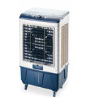 Kick Serious Heat With This Rock Solid Portable Swamp Air Cooler Featuring Multidirectional Oscillation And High Velocity Airflow, blue plastic cooler with caster wheels.