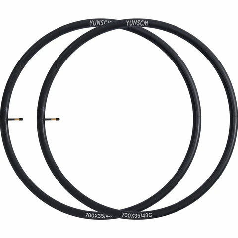 Two Heavy Duty 700C Bike Inner Tubes 35C 38C 40C 43C fit road gravel mountain and hybrid bikes with AV48mm Schrader valve 2 pack.