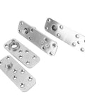 Stainless Steel Door Hinge Kit With Hidden Pivot 360 Degree Brushed Finish Heavy Duty parts displayed in a set of four