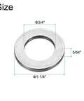 Front view of chrome steel thrust washer with 3/4 in bore, 1-1/4 in outer diameter, 5/64 in thickness