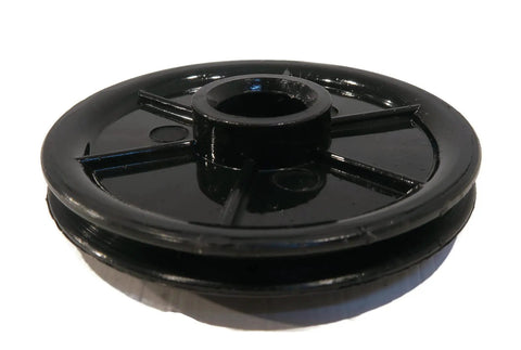 Close-up of a black Garage Door Opener Idler Pulley 144C56 Replacement Part for chain and cable system.
