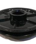 Close-up of black idler pulley from Pack Of 2 Idler Pulleys For Garage Door Opener Chamberlain And LiftMaster 144C56